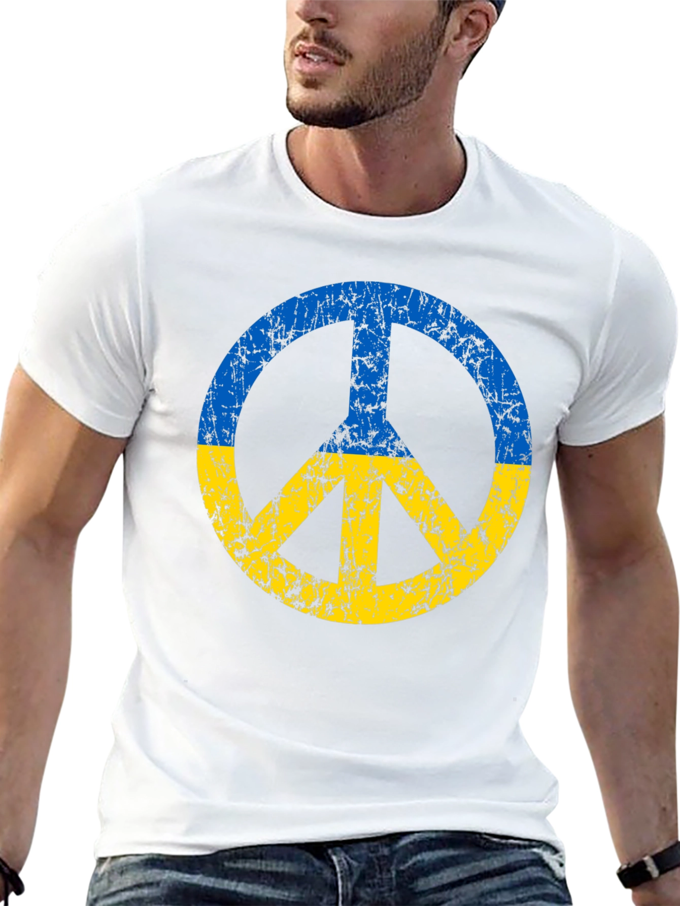 Ukraine Peace Sign T-Shirt - Black