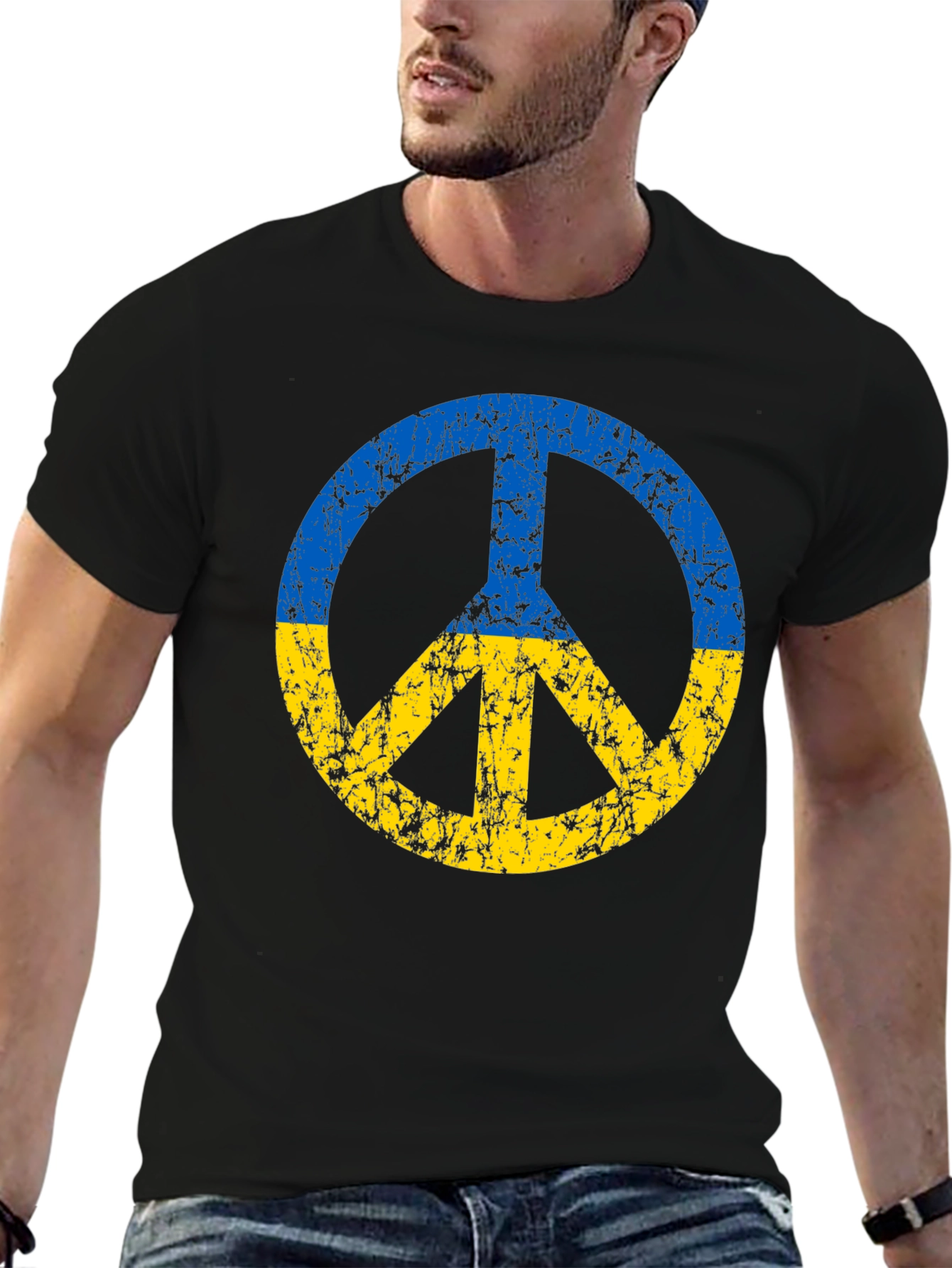Ukraine Peace Sign T-Shirt - Black