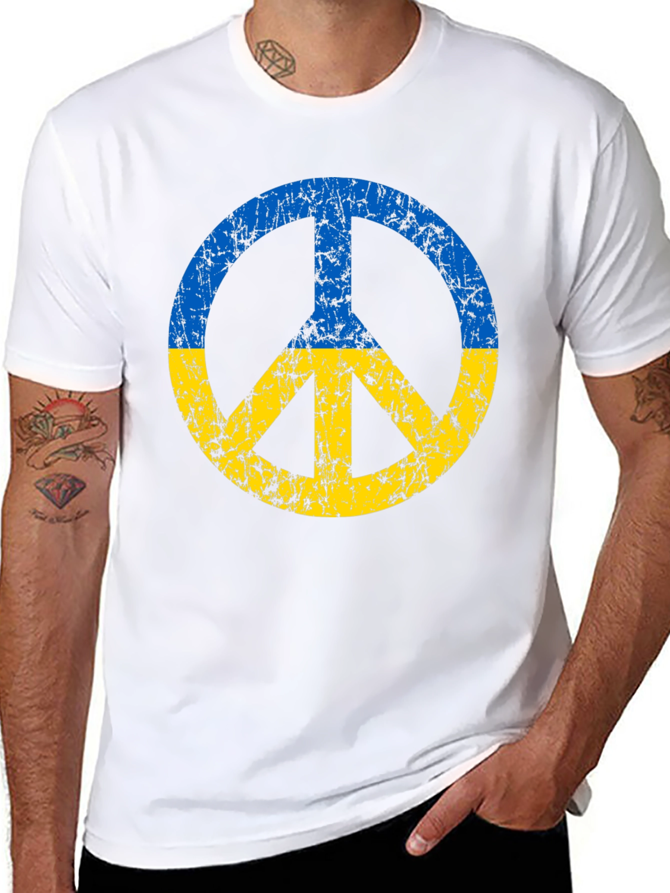 Ukraine Peace Sign T-Shirt - Black