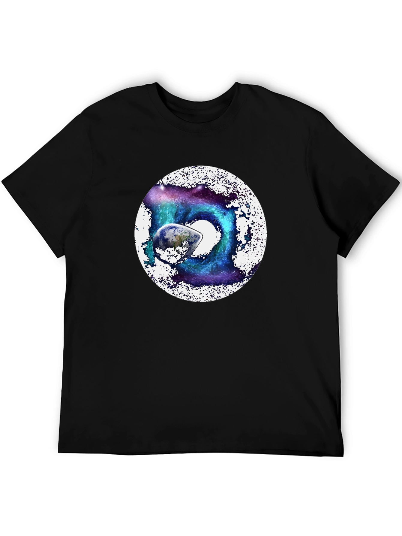 Cosmic Earth Graphic Tee - Black Crew Neck