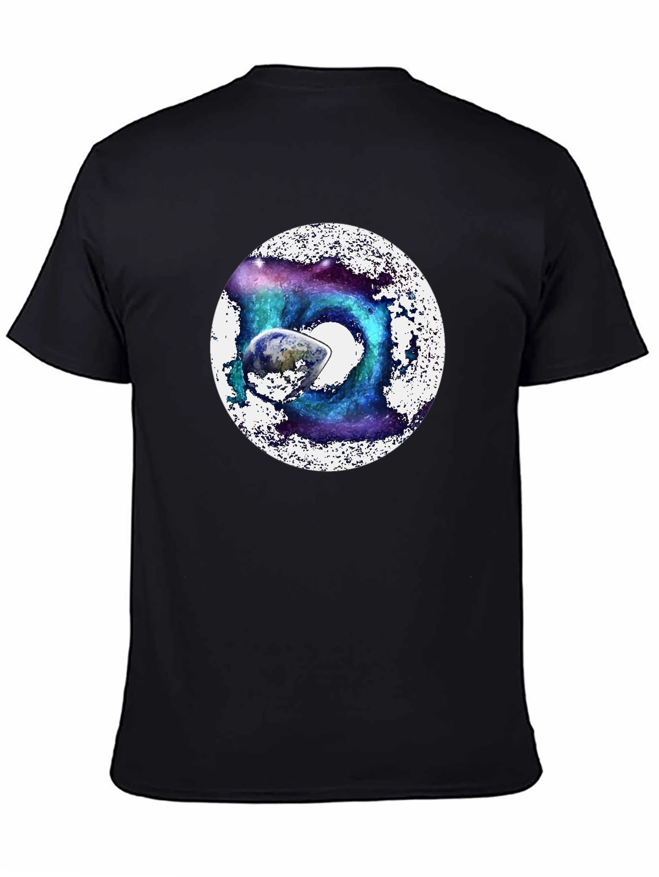 Cosmic Earth Graphic Tee - Black Crew Neck
