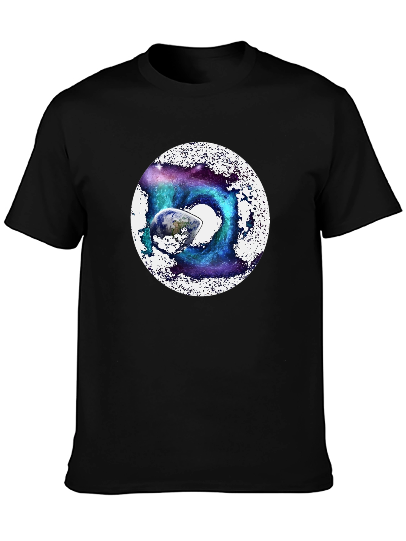Cosmic Earth Graphic Tee - Black Crew Neck