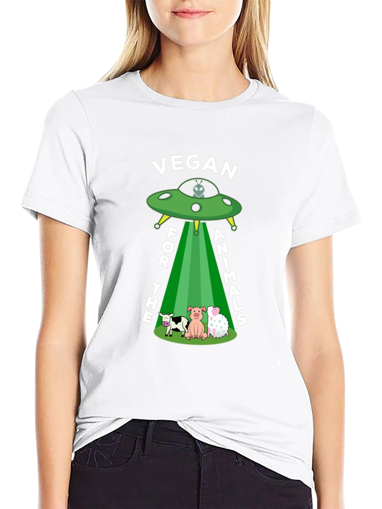 Vegan for the Animals T-Shirt - UFO Design