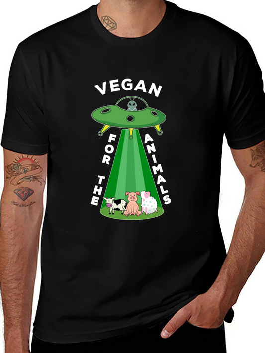Vegan for the Animals T-Shirt - UFO Design