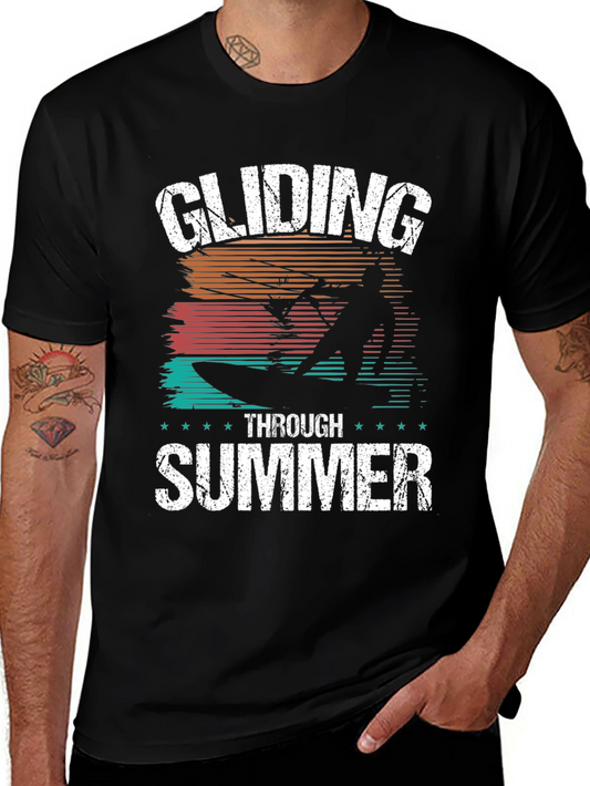 Gliding Through Summer Black Graphic Tee