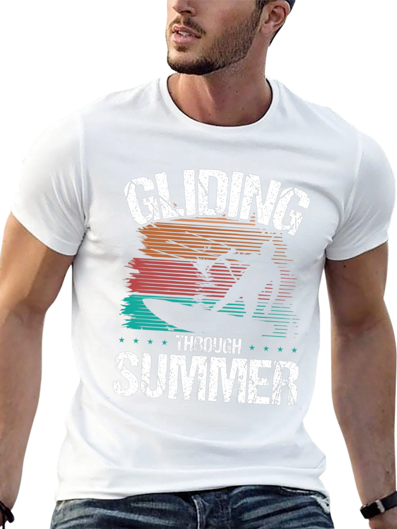 Gliding Through Summer Black Graphic Tee