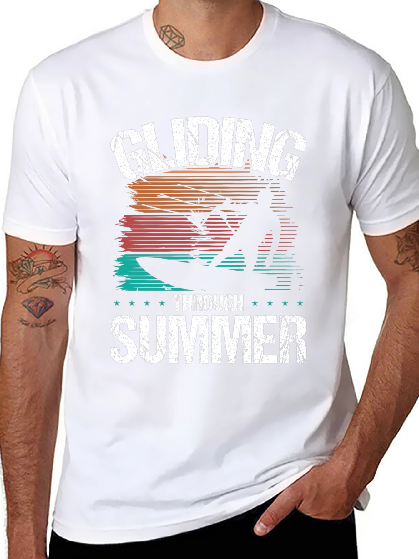 Gliding Through Summer Black Graphic Tee