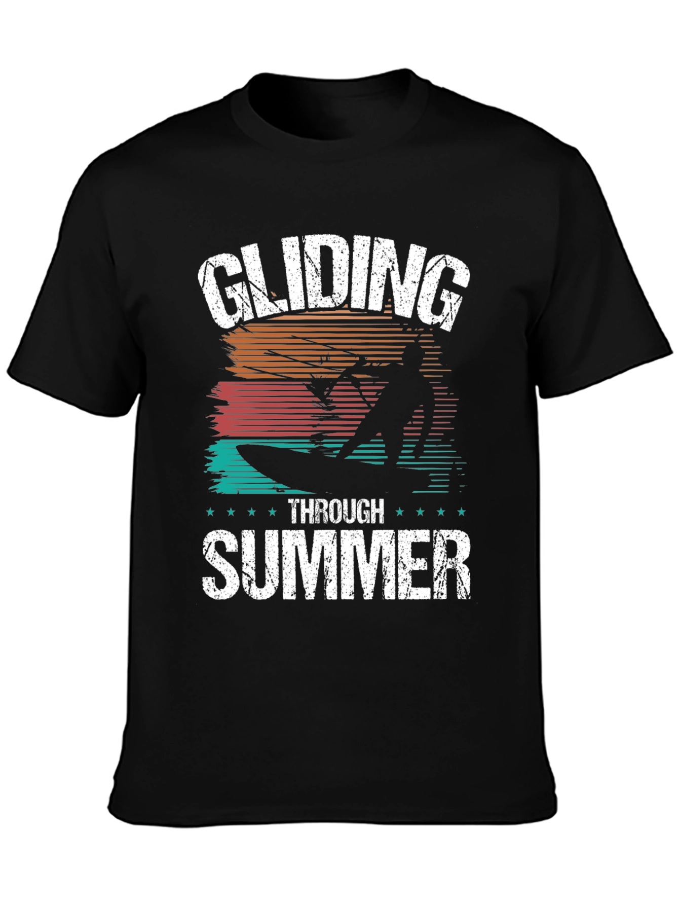Gliding Through Summer Black Graphic Tee