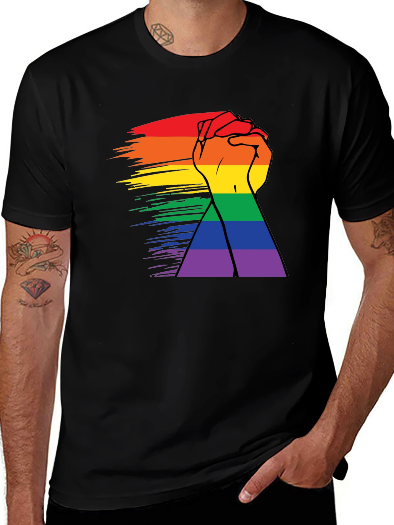 Pride Rainbow Hands Black T-Shirt