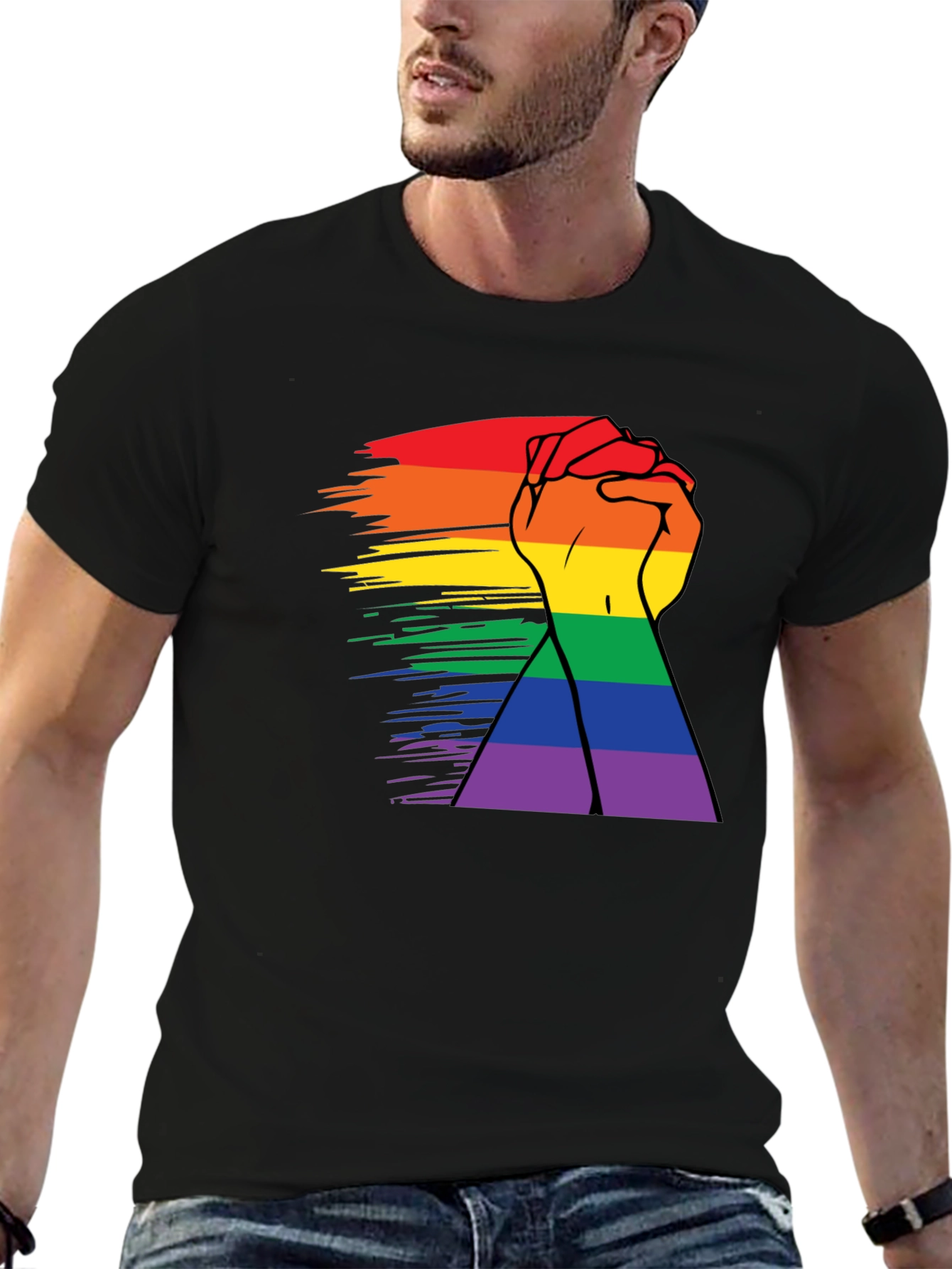 Pride Rainbow Hands Black T-Shirt