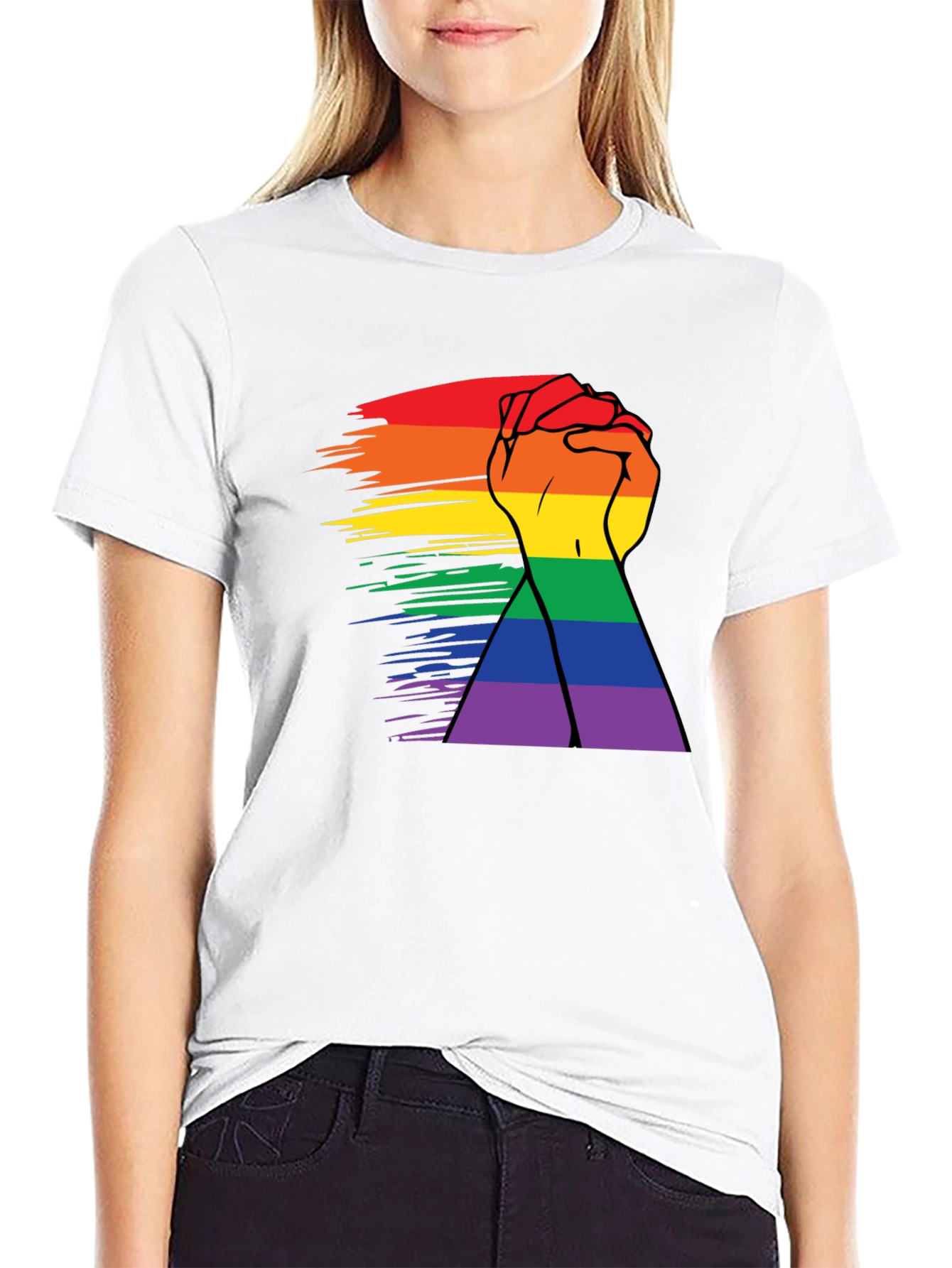 Pride Rainbow Hands Black T-Shirt