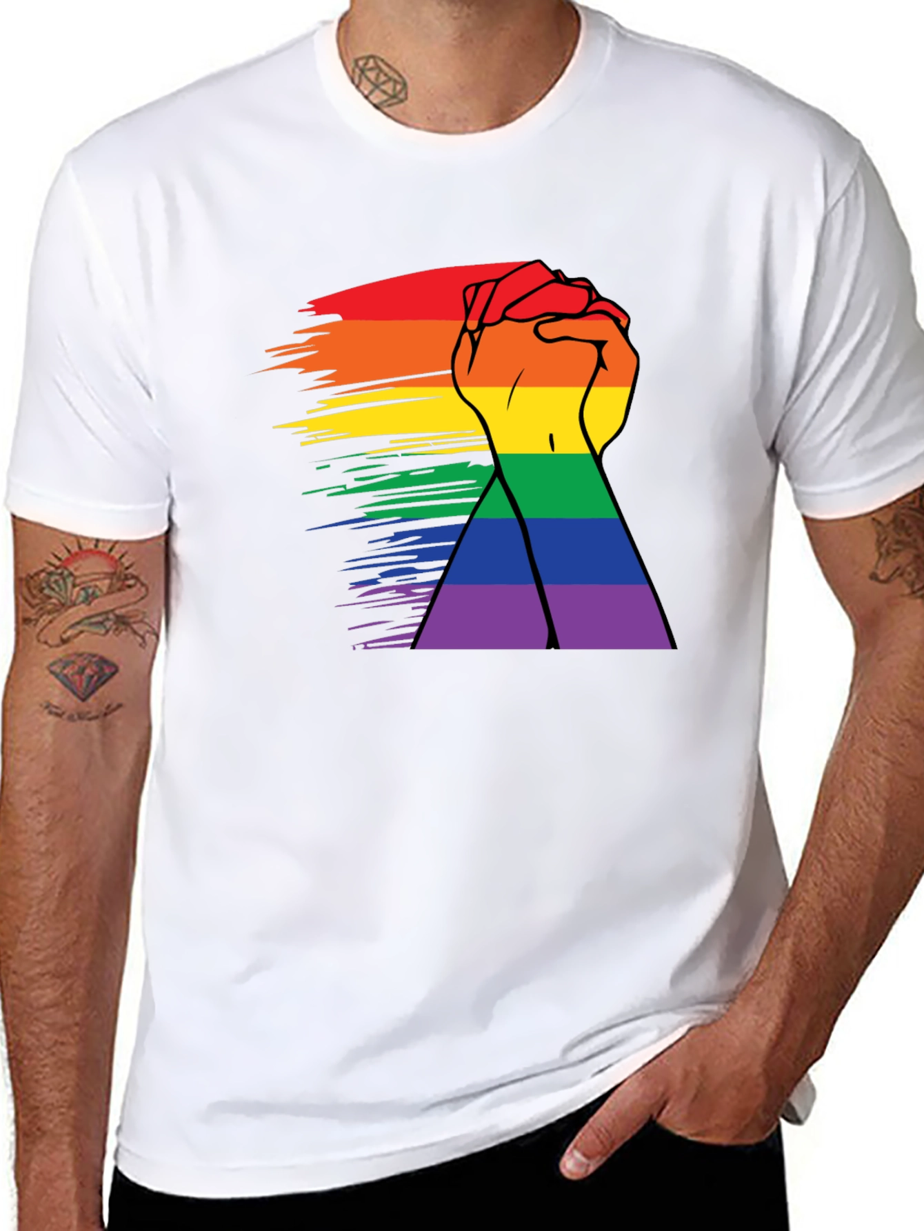 Pride Rainbow Hands Black T-Shirt