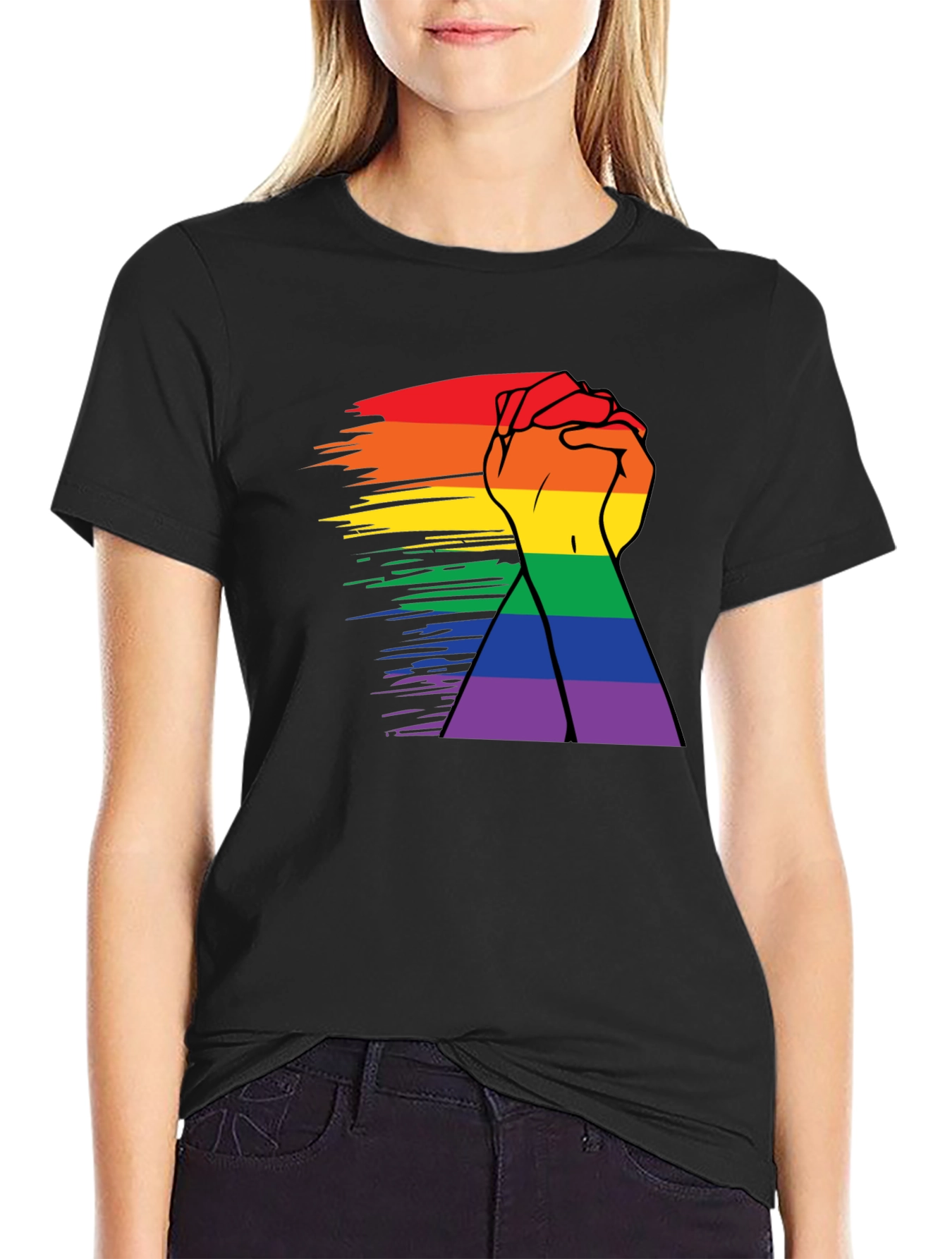 Pride Rainbow Hands Black T-Shirt