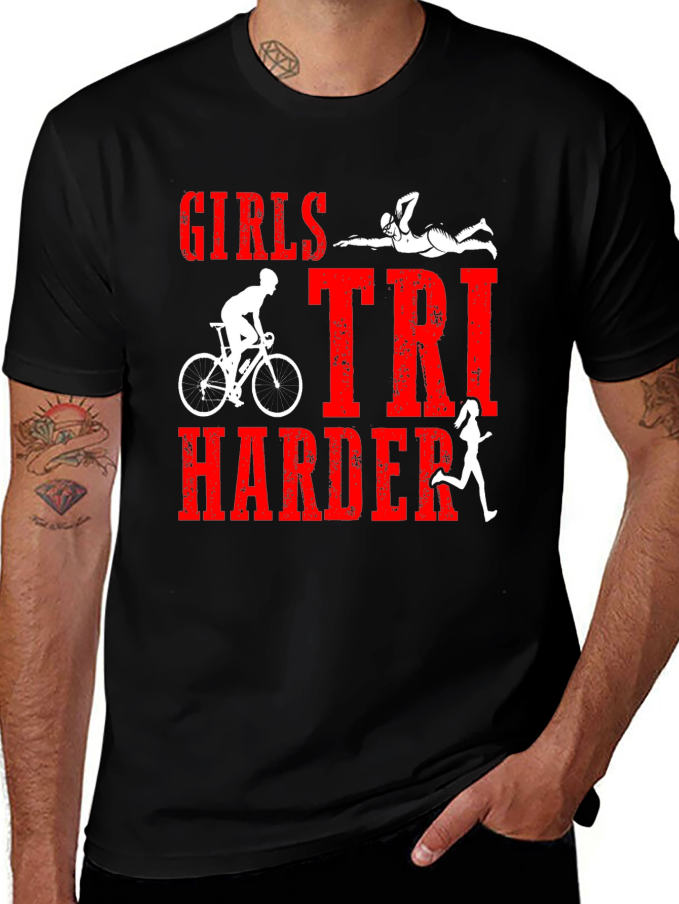 Girls Tri Harder Triathlon T-Shirt