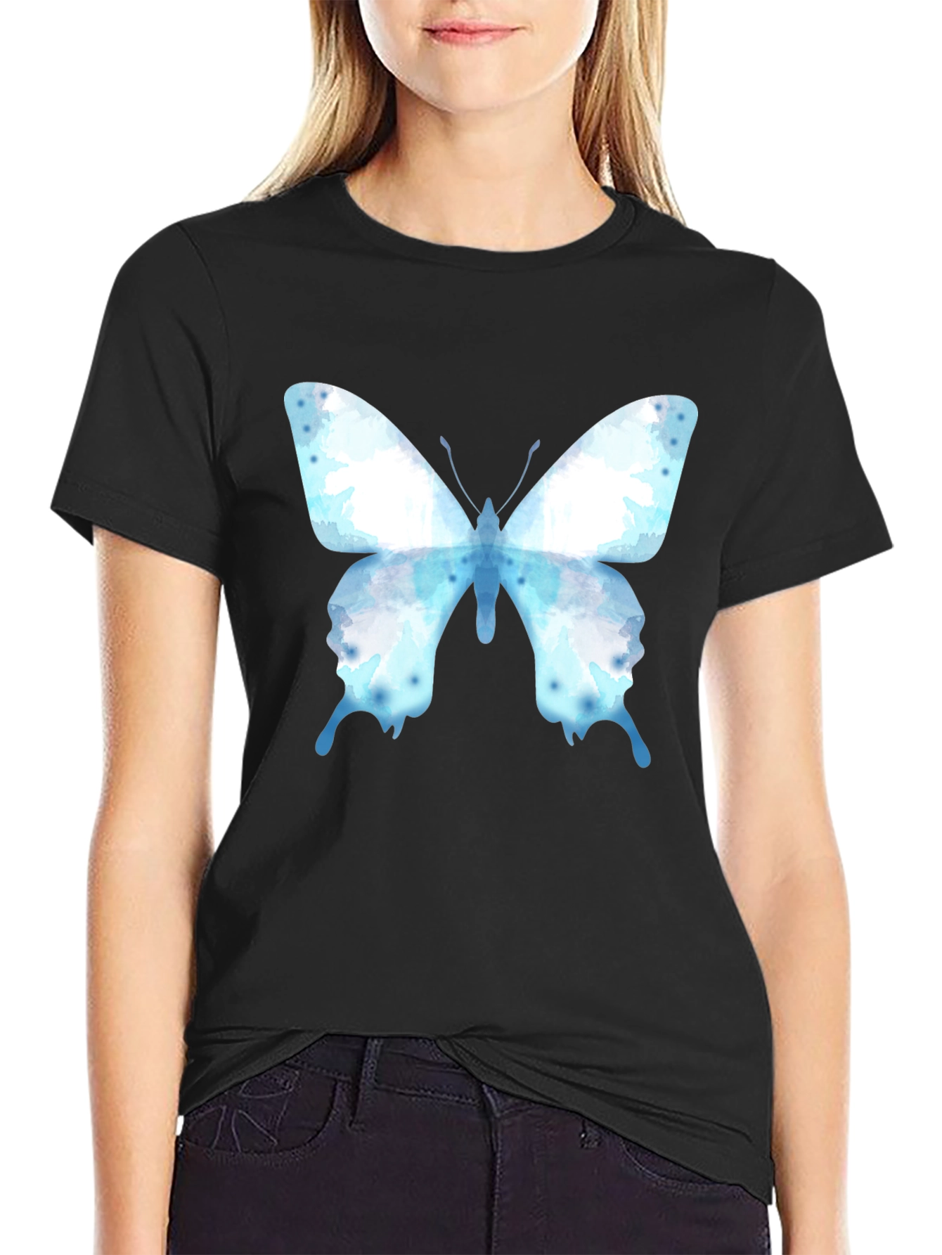 Butterfly Graphic Tee - Casual Cotton Blend Shirt