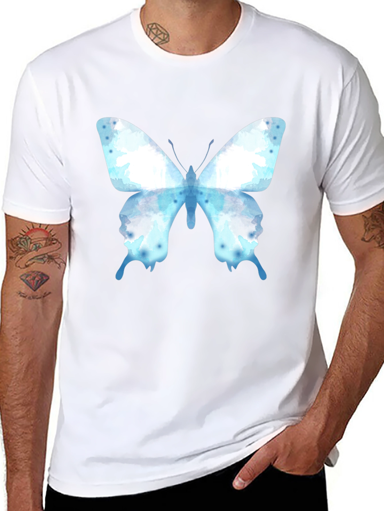 Butterfly Graphic Tee - Casual Cotton Blend Shirt