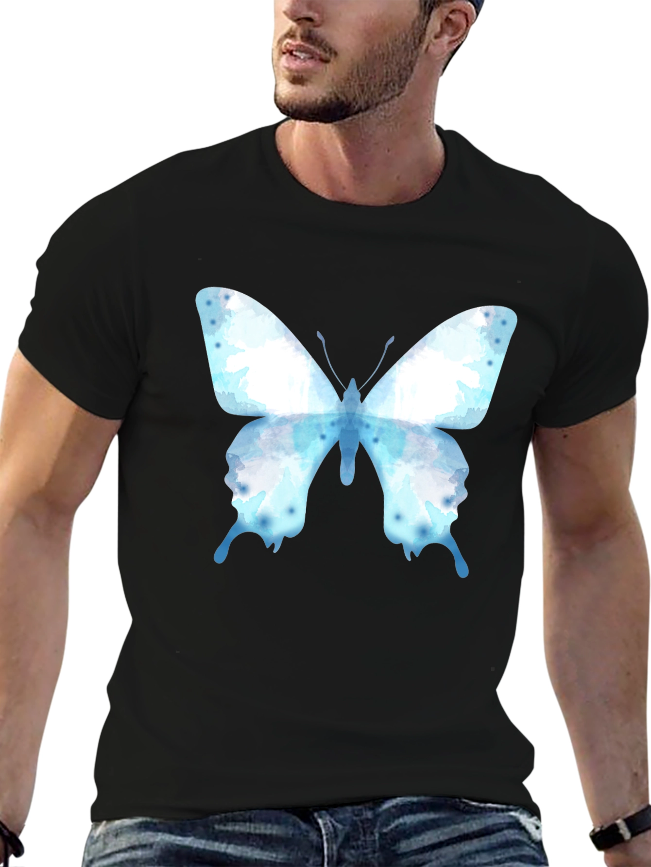 Butterfly Graphic Tee - Casual Cotton Blend Shirt