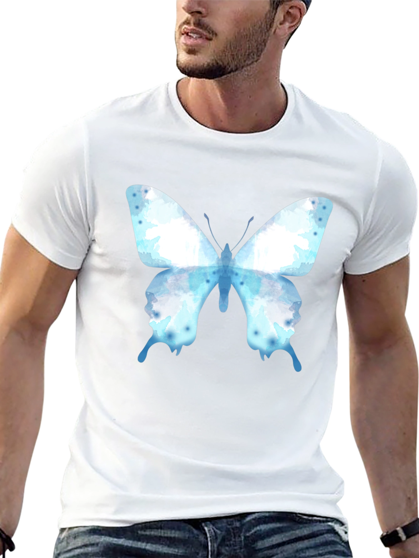 Butterfly Graphic Tee - Casual Cotton Blend Shirt