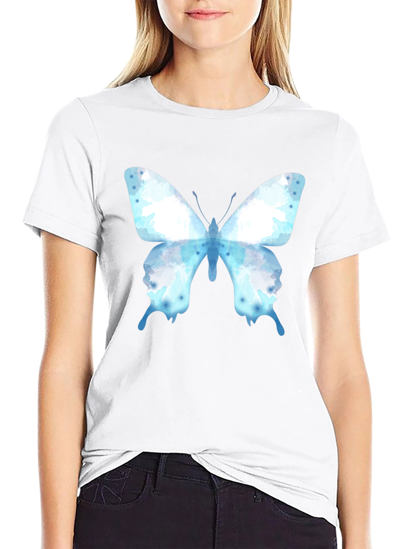 Butterfly Graphic Tee - Casual Cotton Blend Shirt