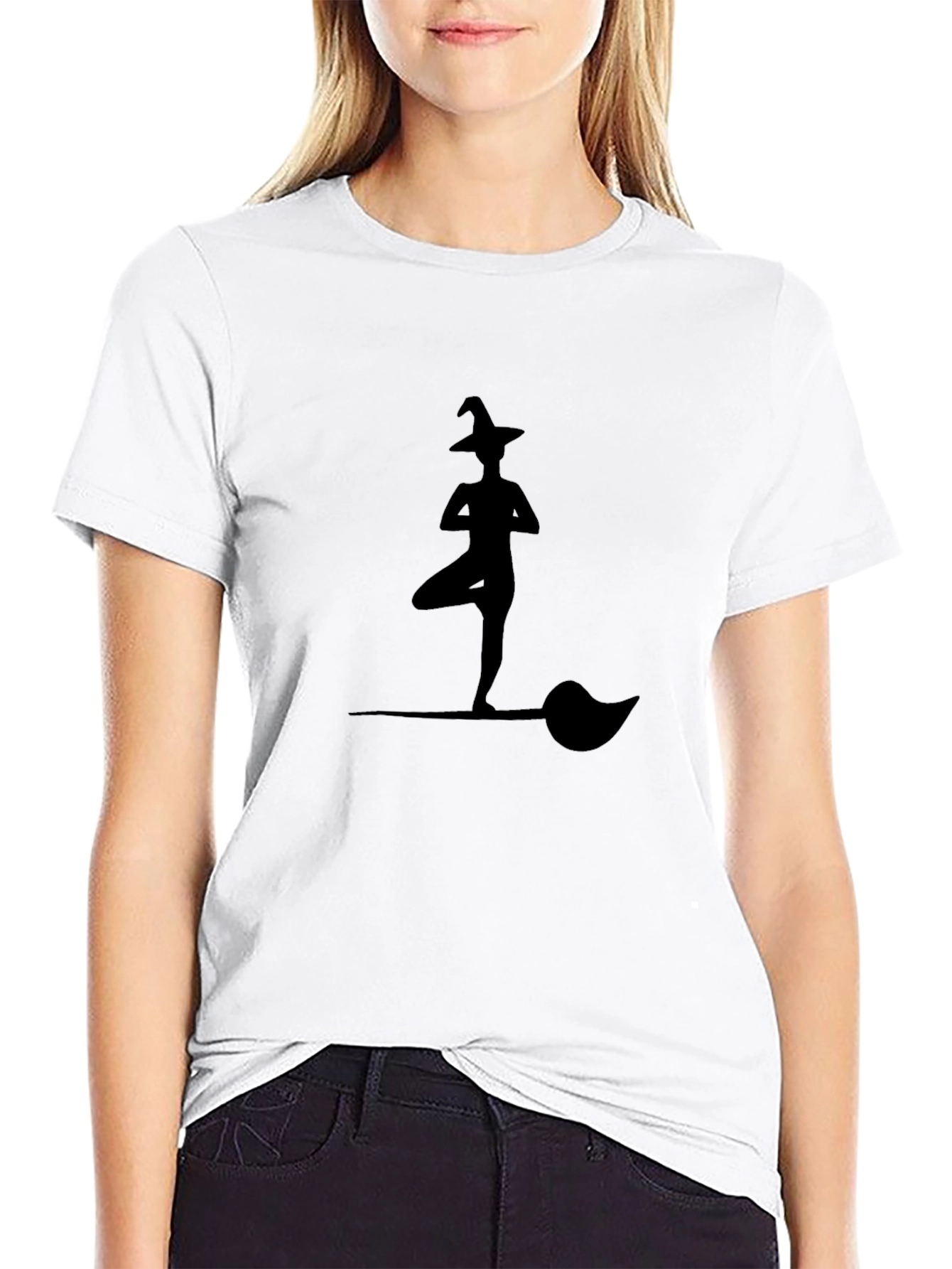 Yoga Witch on Broomstick Graphic Tee