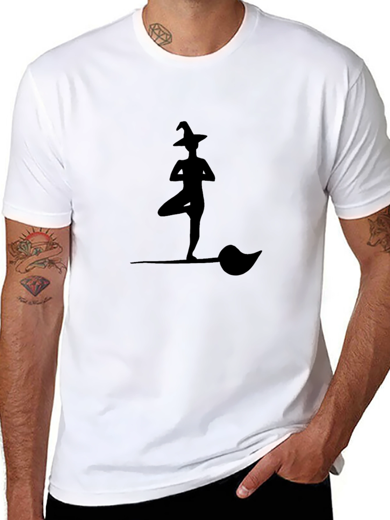 Yoga Witch on Broomstick Graphic Tee