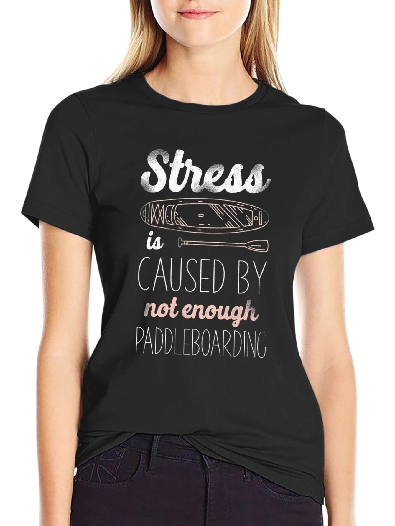 Stress Paddleboarding T-Shirt - Black Graphic Tee