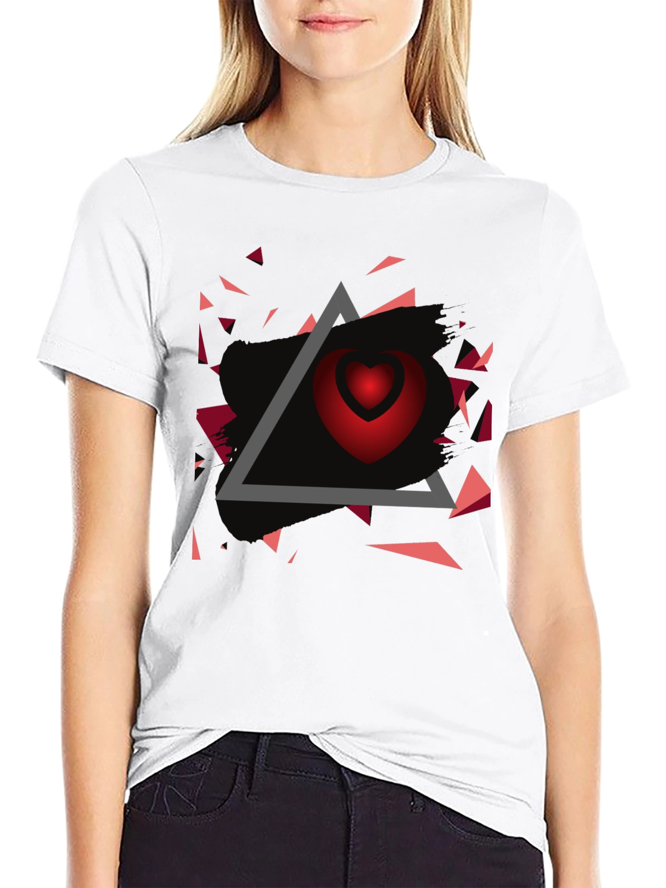 Geometric Heart Graphic Tee - Modern Streetwear