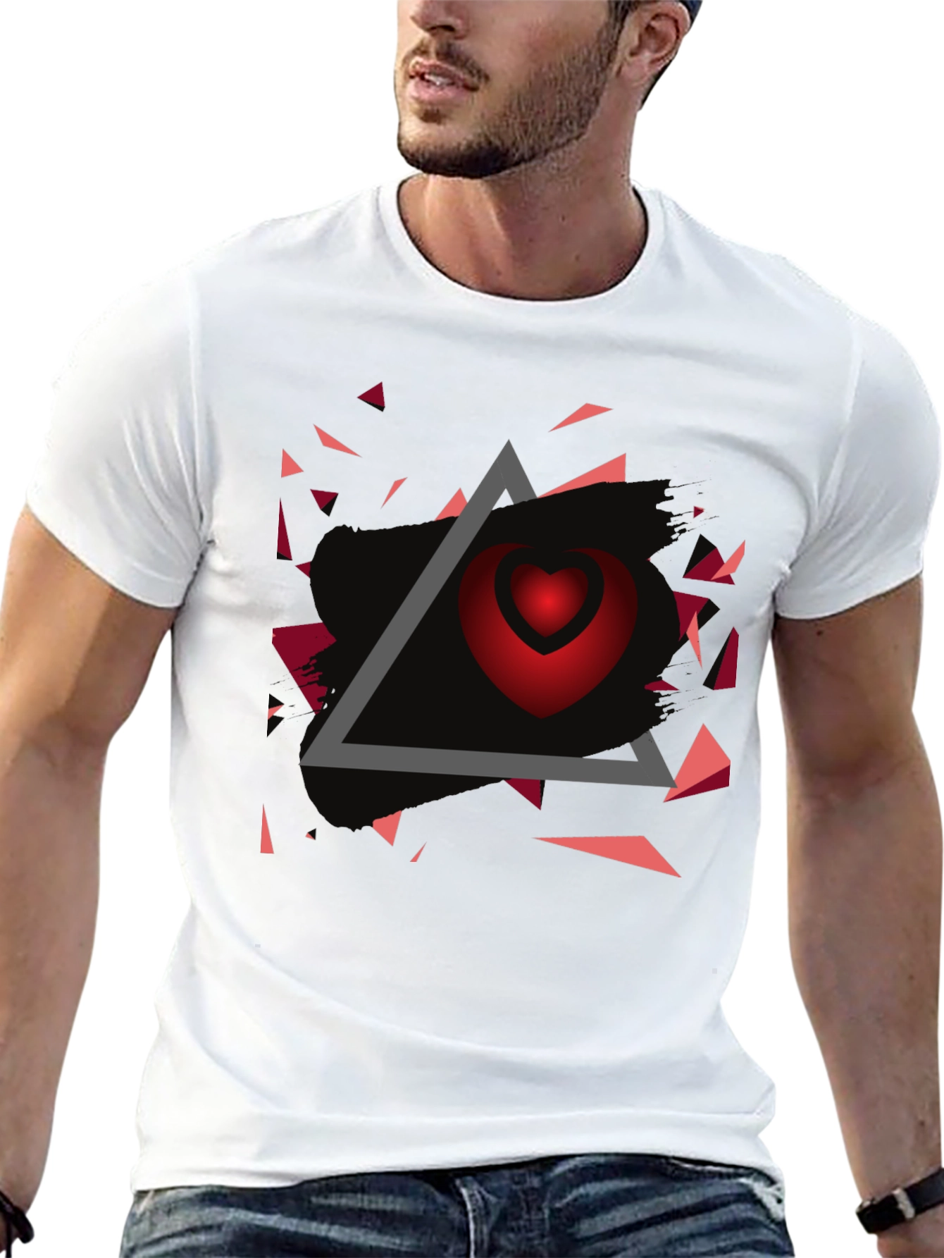 Geometric Heart Graphic Tee - Modern Streetwear