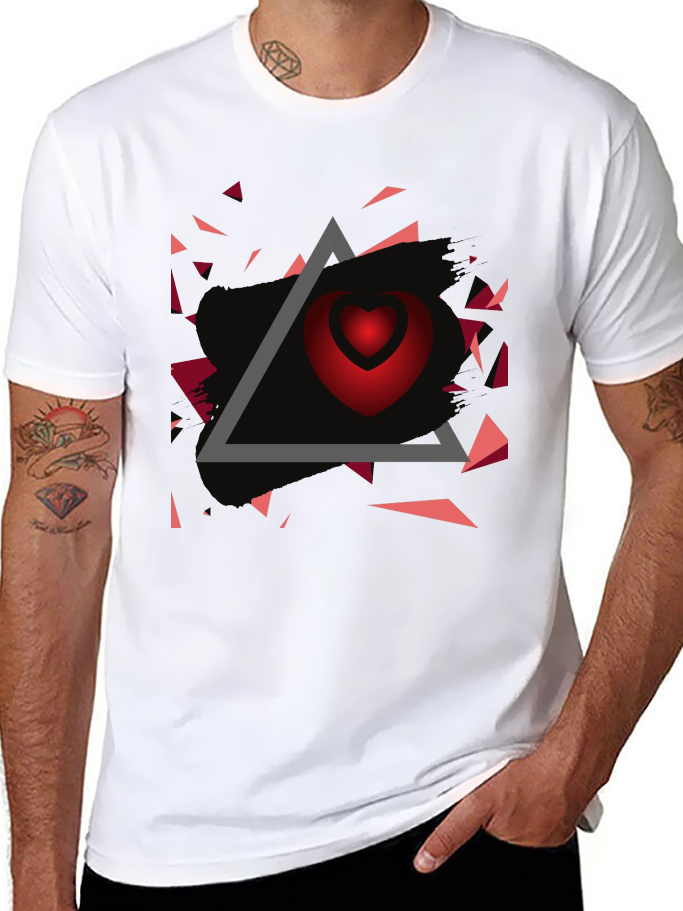 Geometric Heart Graphic Tee - Modern Streetwear
