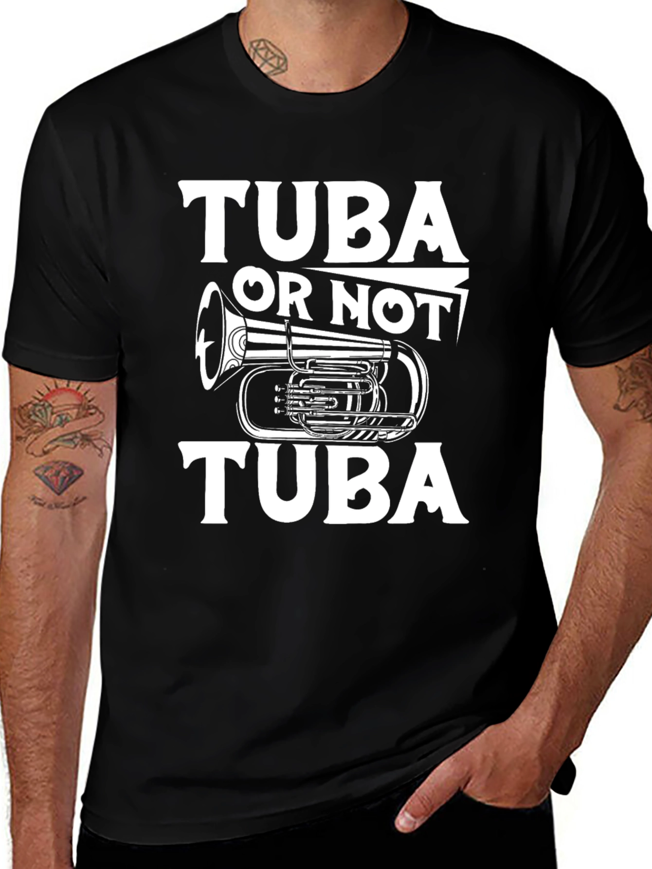 Tuba Or Not Tuba Black Graphic Tee