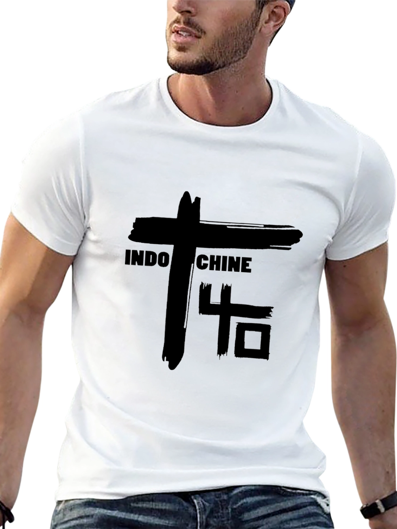 Indochine 40 T-Shirt Black Cotton Blend Graphic Tee
