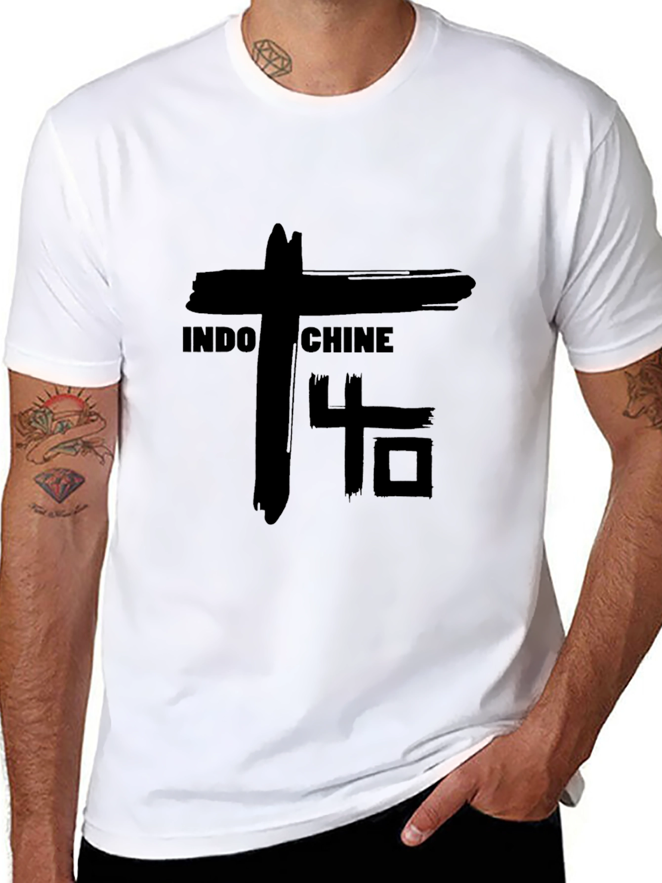 Indochine 40 T-Shirt Black Cotton Blend Graphic Tee