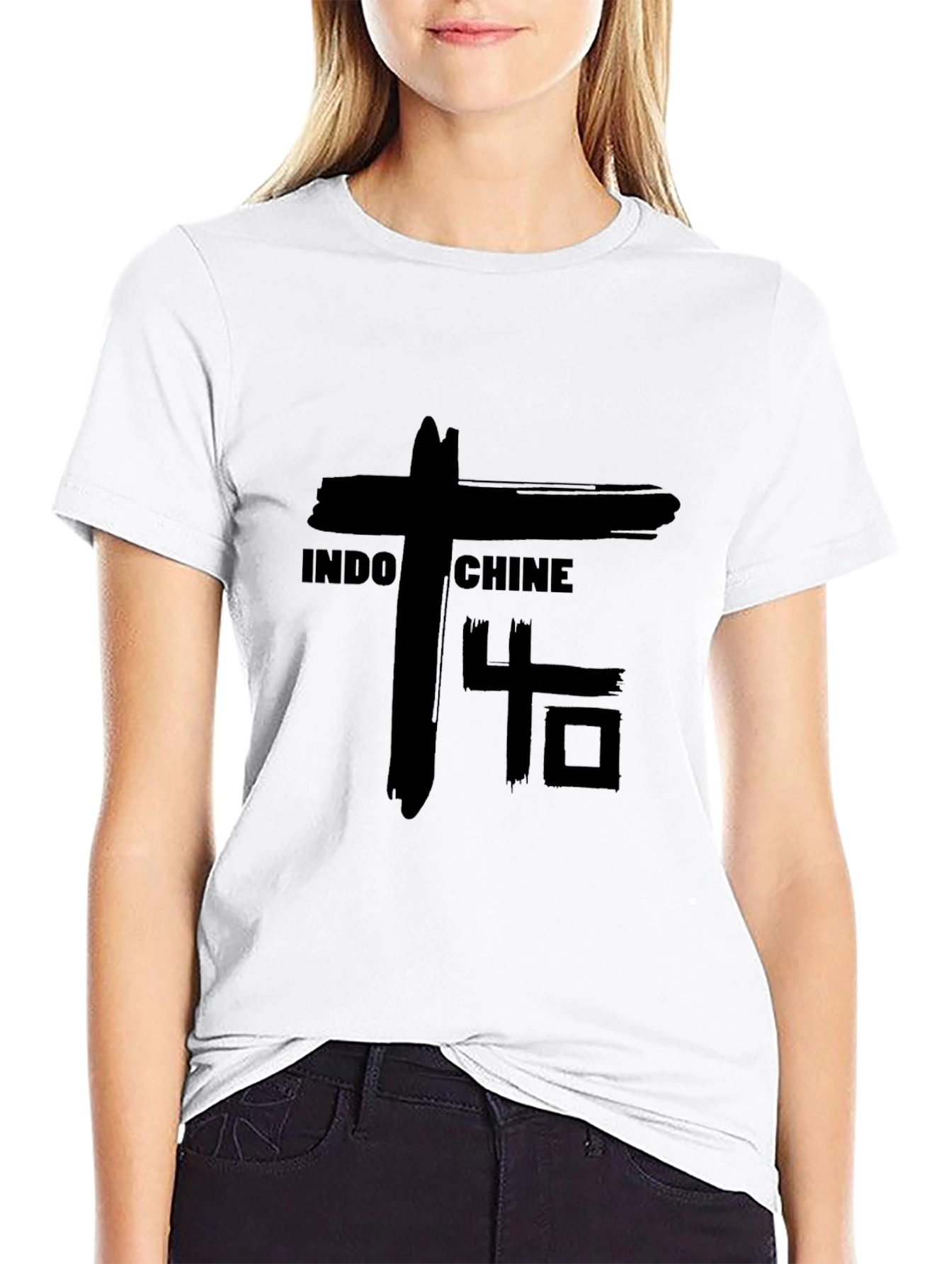 Indochine 40 T-Shirt Black Cotton Blend Graphic Tee