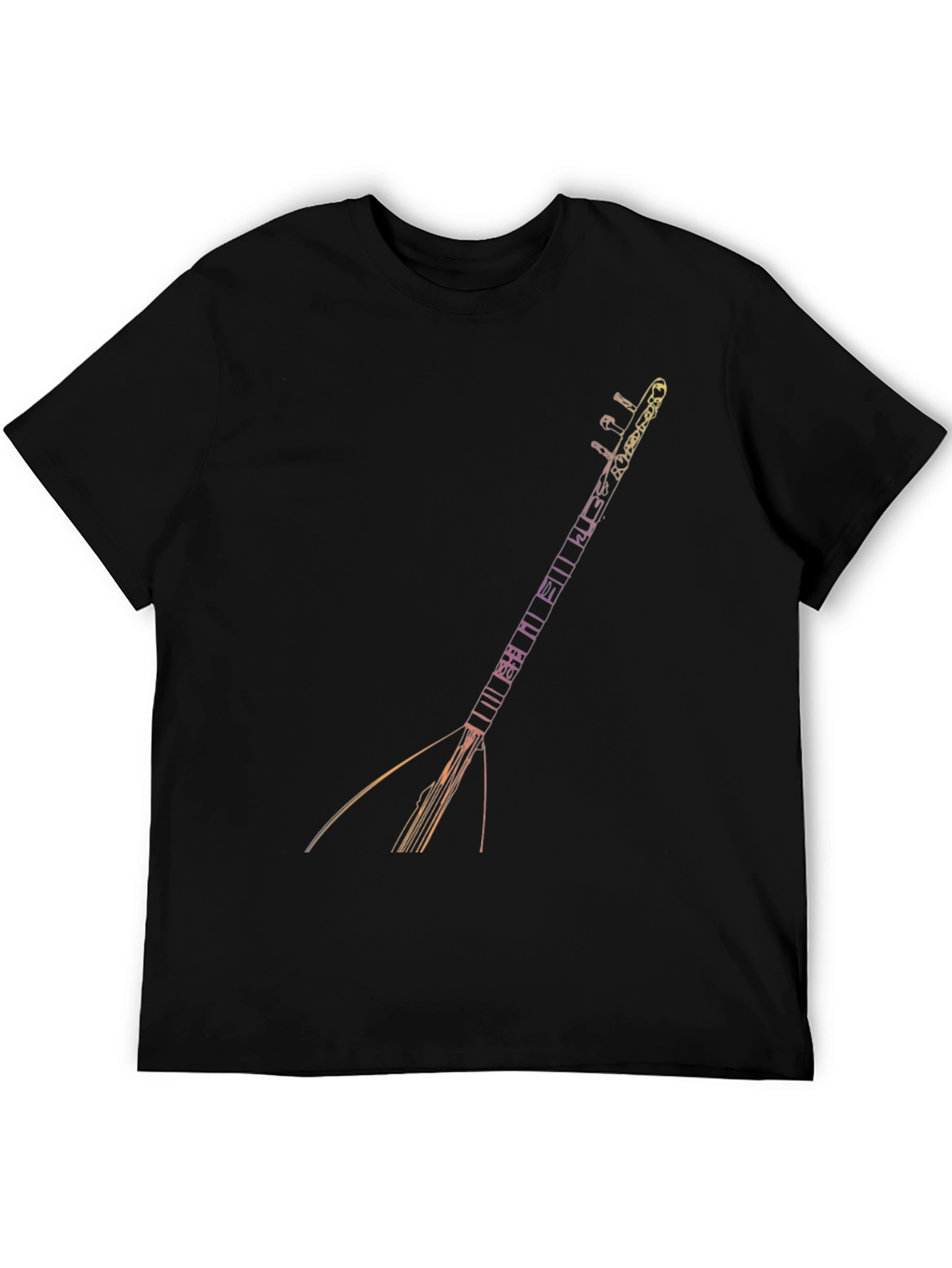 Black T-Shirt with Saz Instrument Design