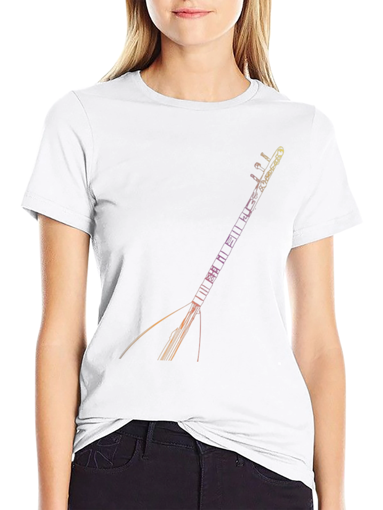 Black T-Shirt with Saz Instrument Design