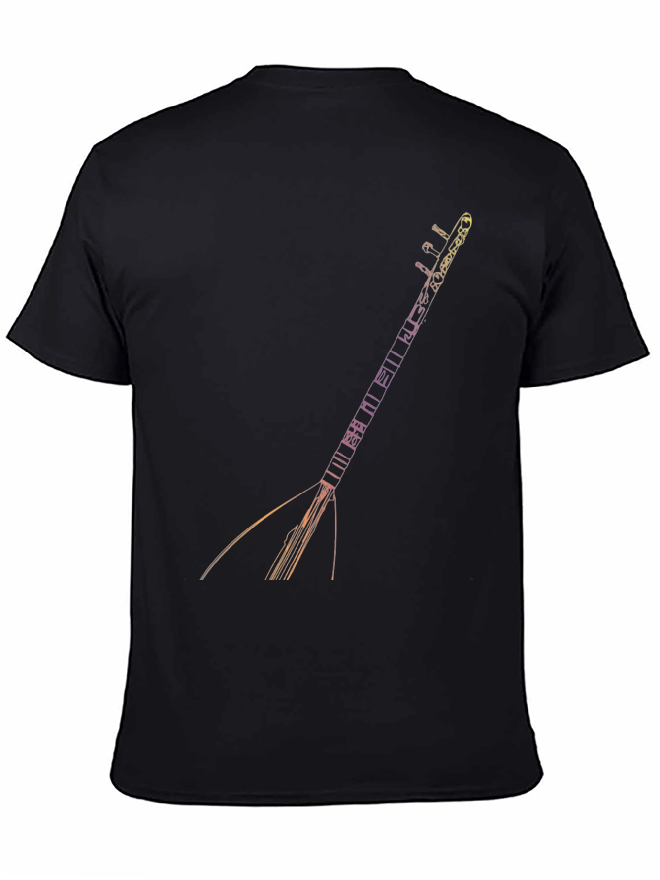 Black T-Shirt with Saz Instrument Design
