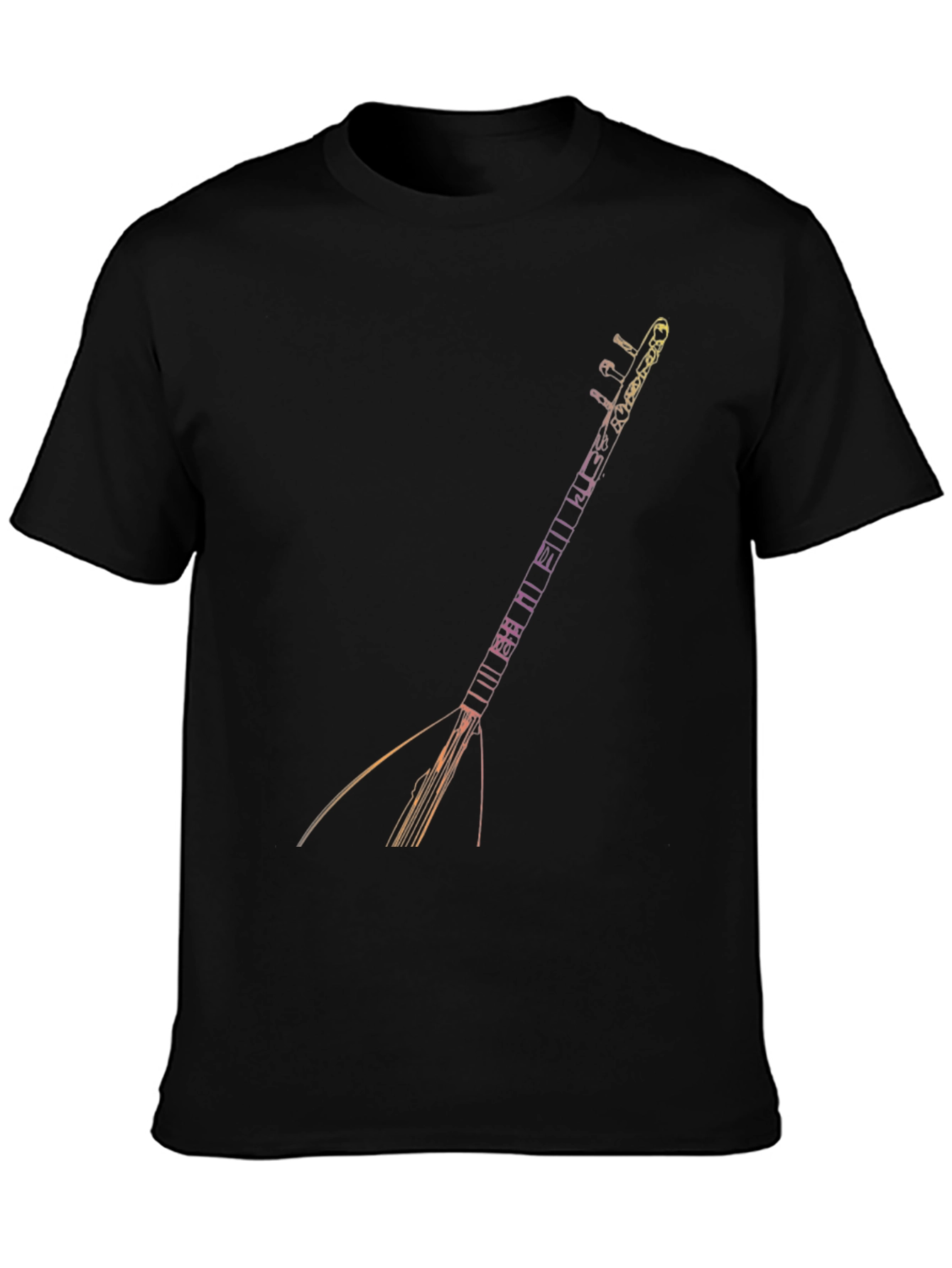 Black T-Shirt with Saz Instrument Design