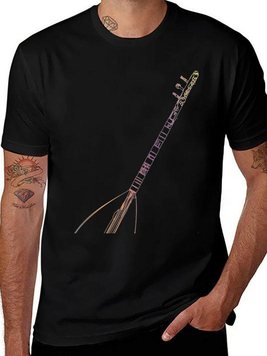 Black T-Shirt with Saz Instrument Design