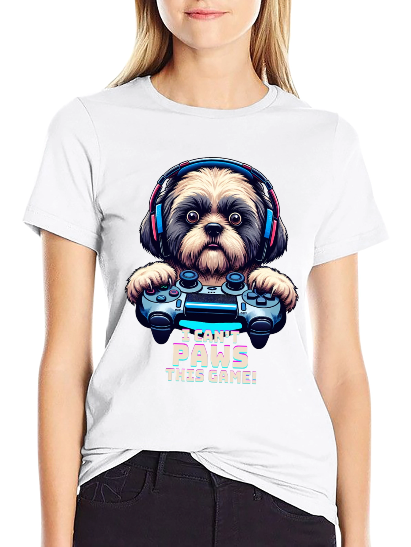 I Cant Paws This Game! Dog Gamer T-Shirt