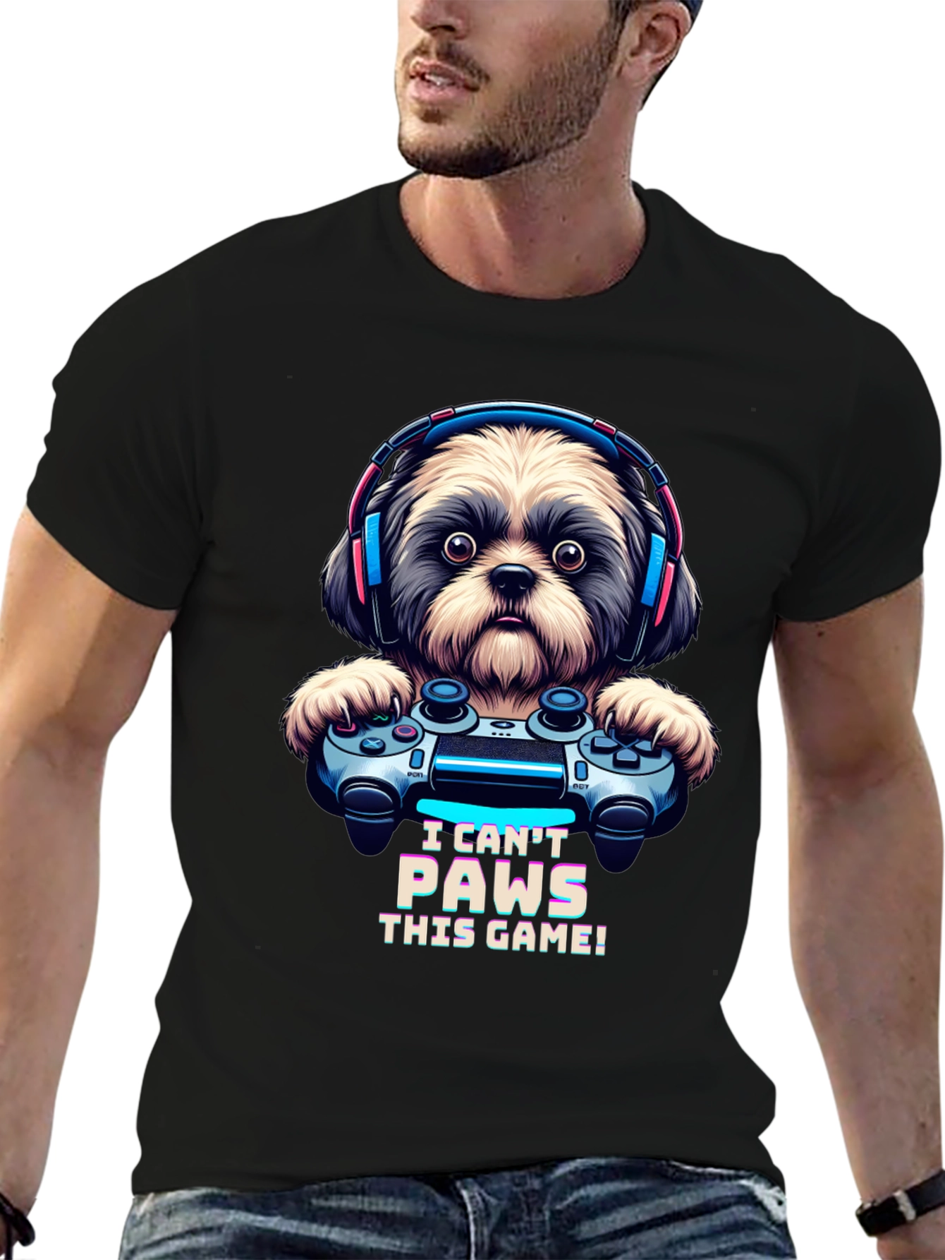 I Cant Paws This Game! Dog Gamer T-Shirt