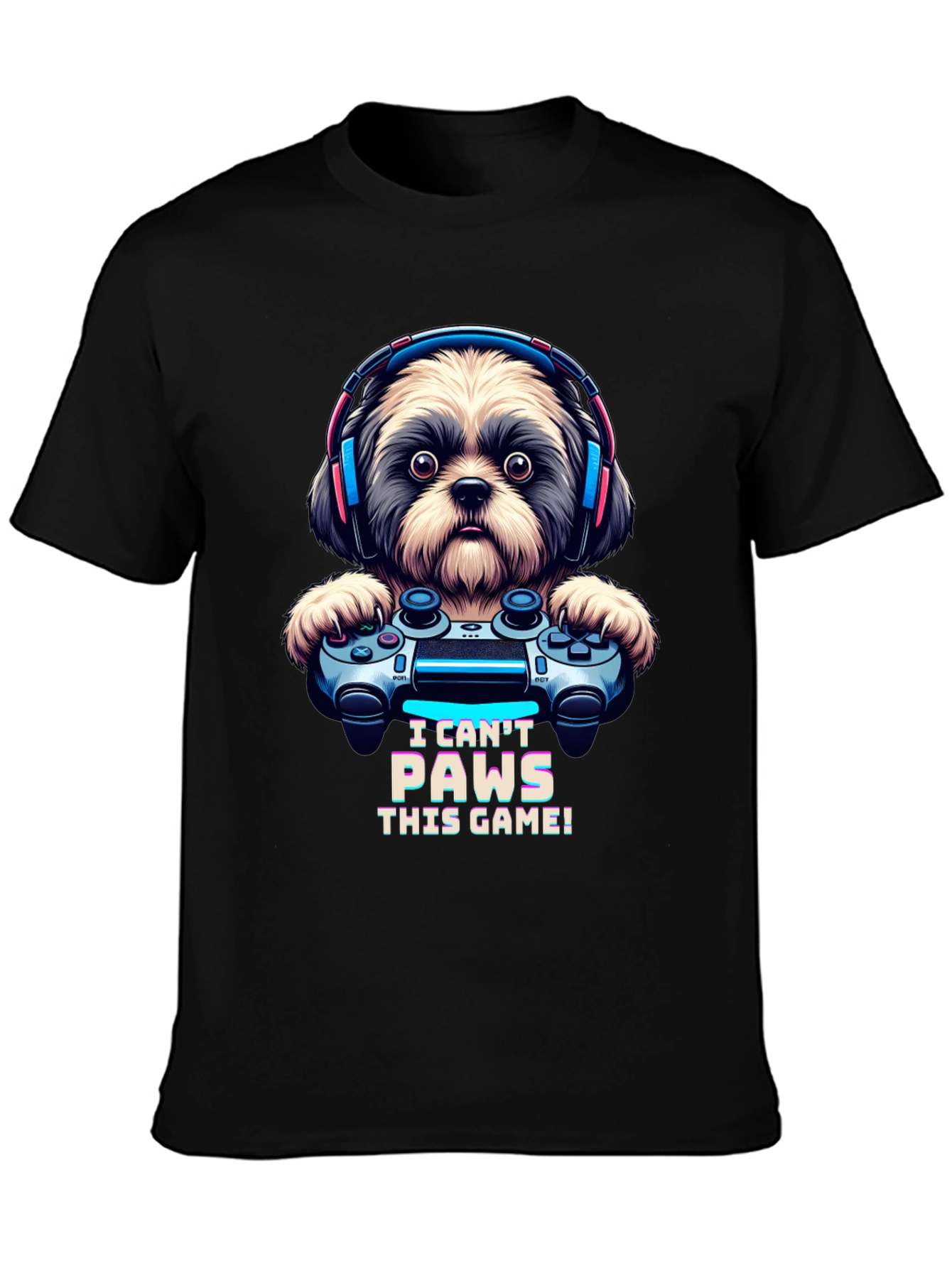 I Cant Paws This Game! Dog Gamer T-Shirt