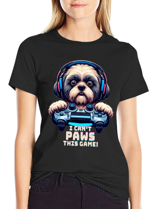 I Cant Paws This Game! Dog Gamer T-Shirt