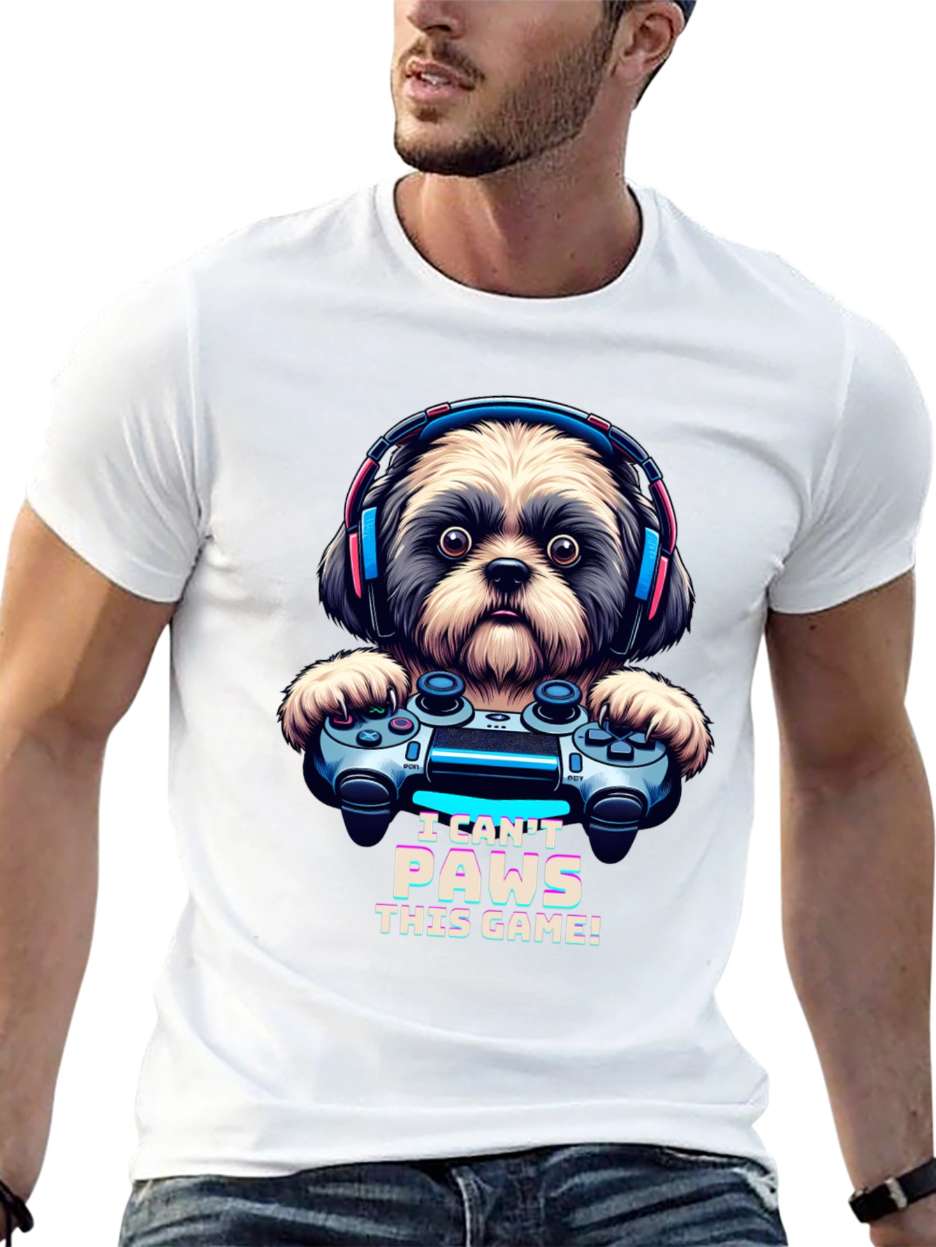 I Cant Paws This Game! Dog Gamer T-Shirt