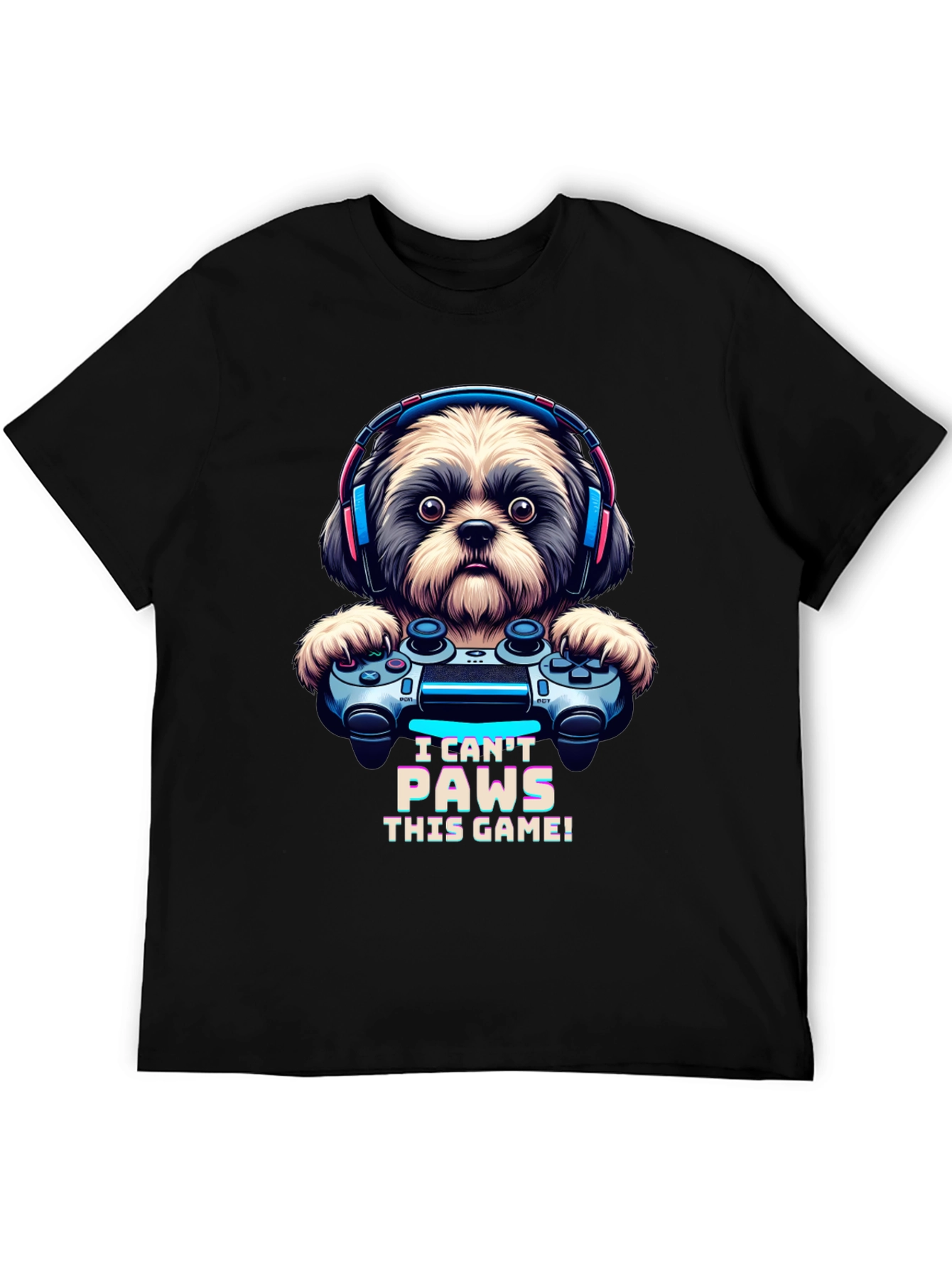 I Cant Paws This Game! Dog Gamer T-Shirt