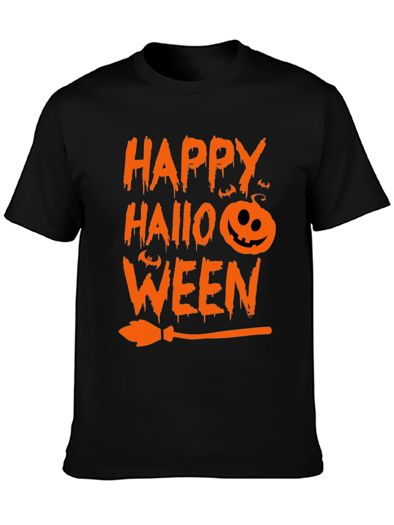 Happy Halloween T-Shirt Black with Orange Graphic