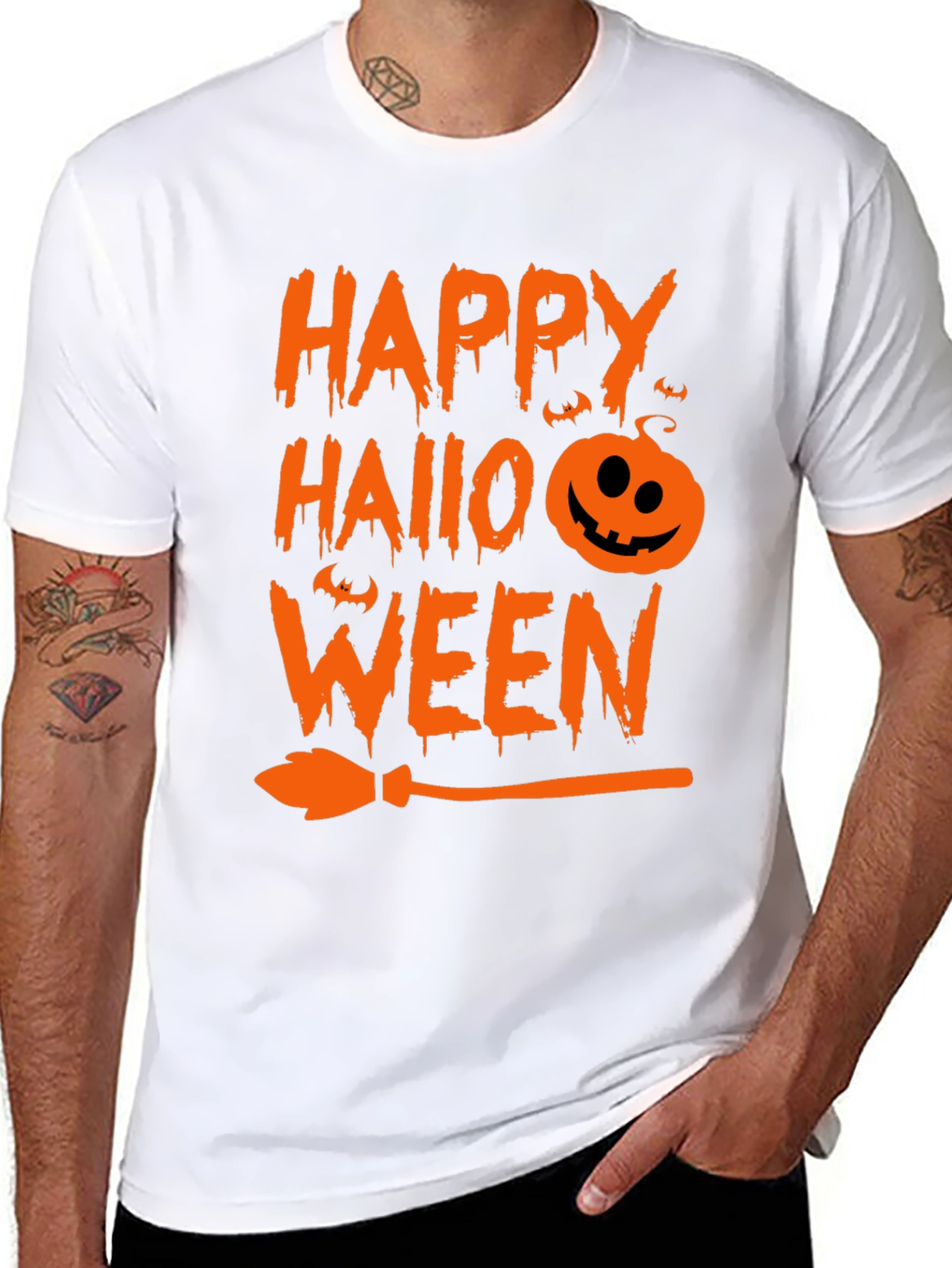 Happy Halloween T-Shirt Black with Orange Graphic