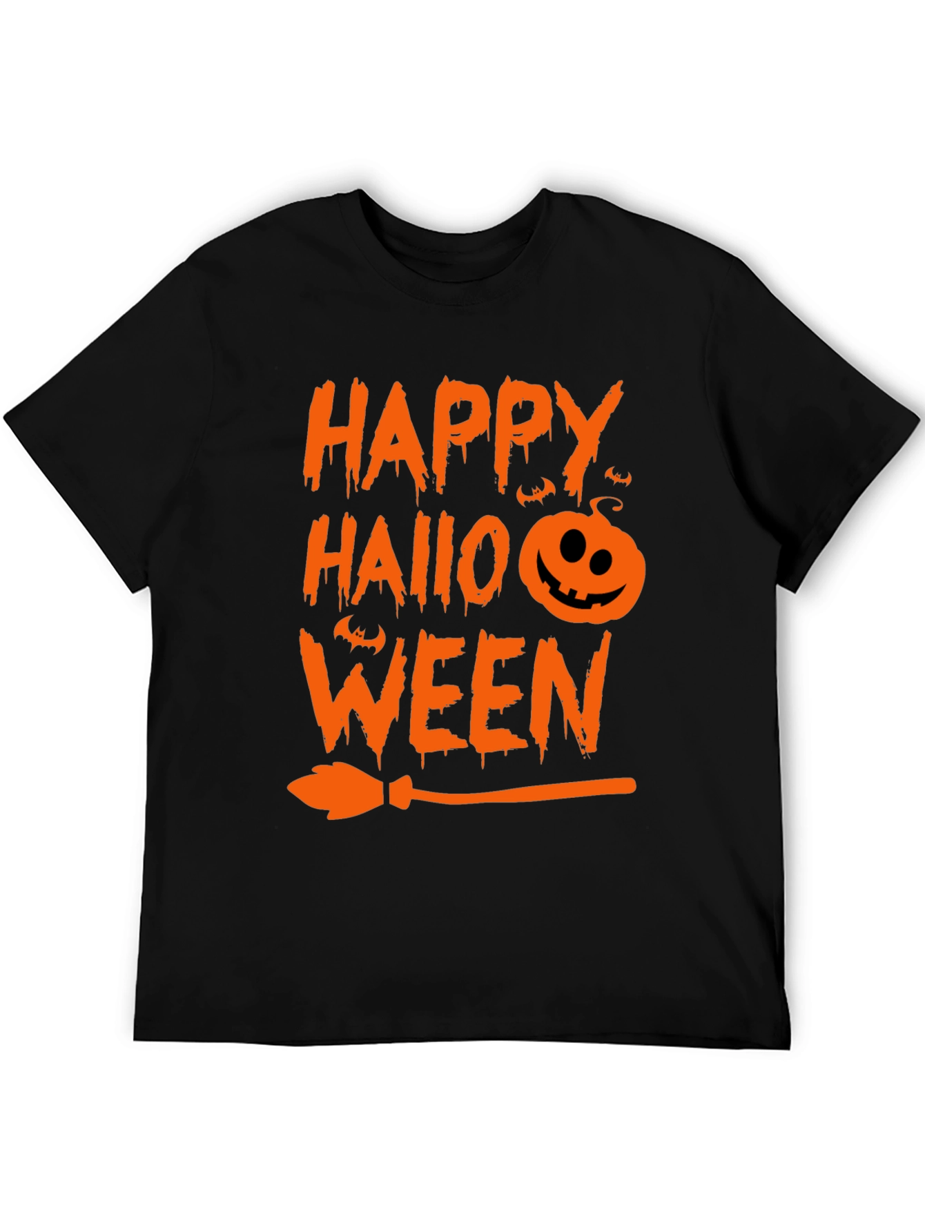 Happy Halloween T-Shirt Black with Orange Graphic