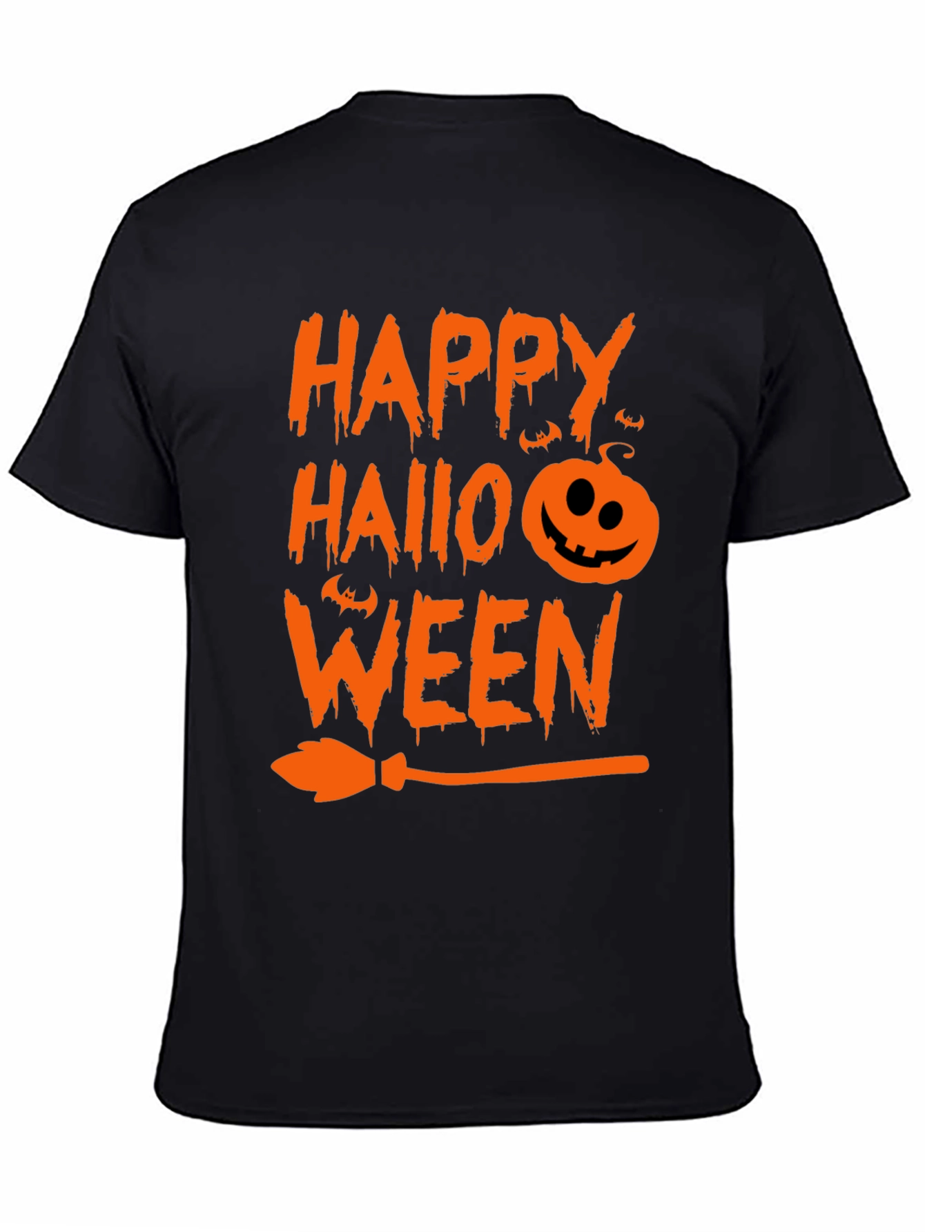 Happy Halloween T-Shirt Black with Orange Graphic