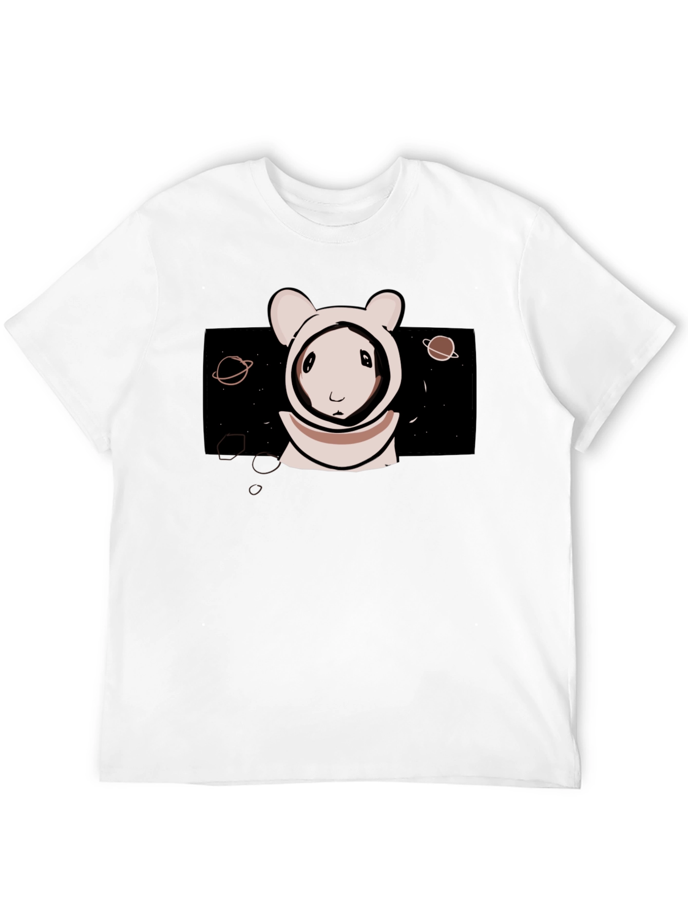 Astronaut Bunny Graphic Tee - Black Cotton T-Shirt