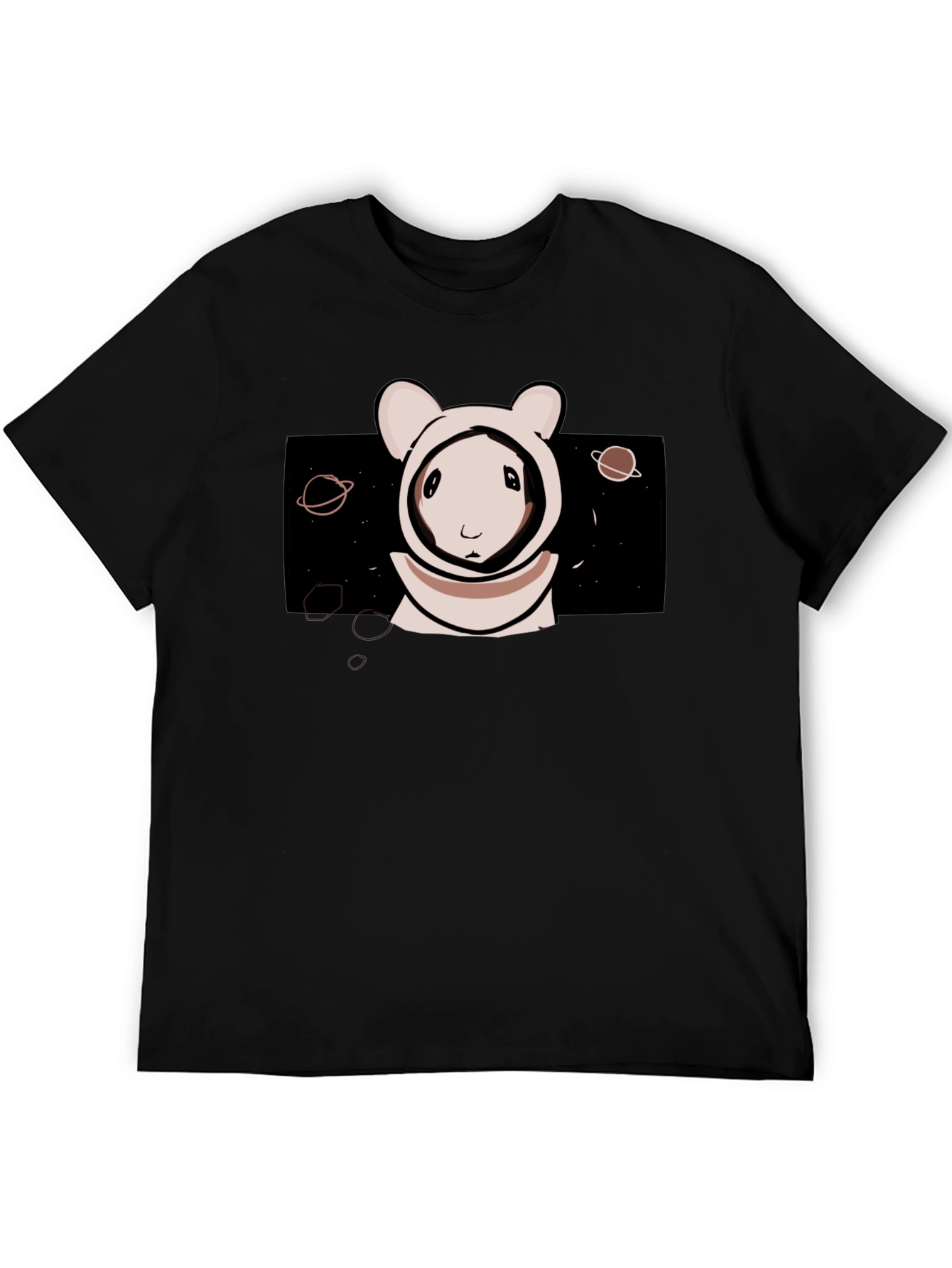 Astronaut Bunny Graphic Tee - Black Cotton T-Shirt